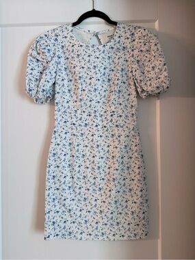 Forever 21 White Mini Dress with Blue Floral Print